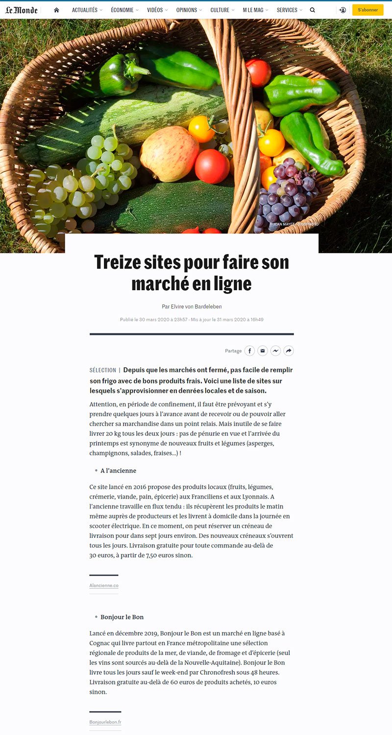 Article Le Monde Bonjour Le Bon
