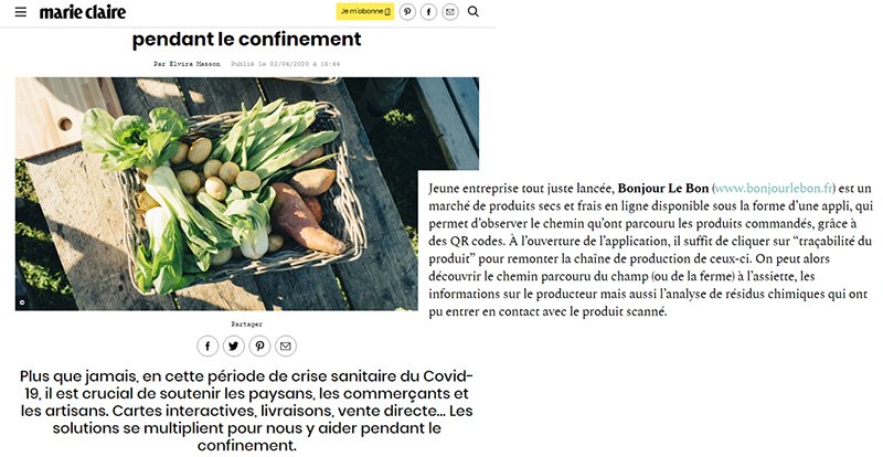 Article Marie Claire Bonjour Le Bon